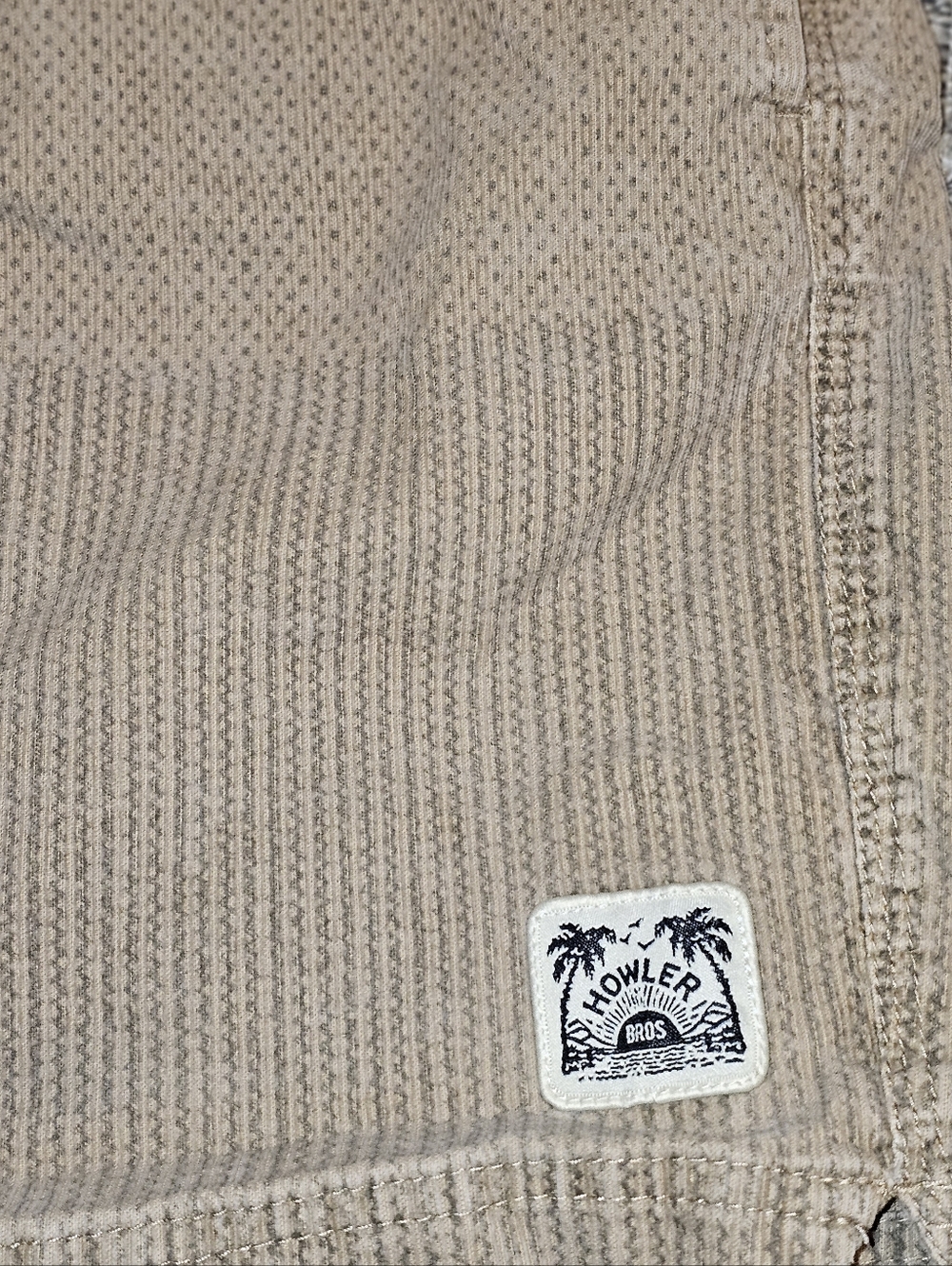 Howler Brothers Tan Corduroy Designer Drawstring Shorts Orange Accent Size 36 - Picture 3 of 7